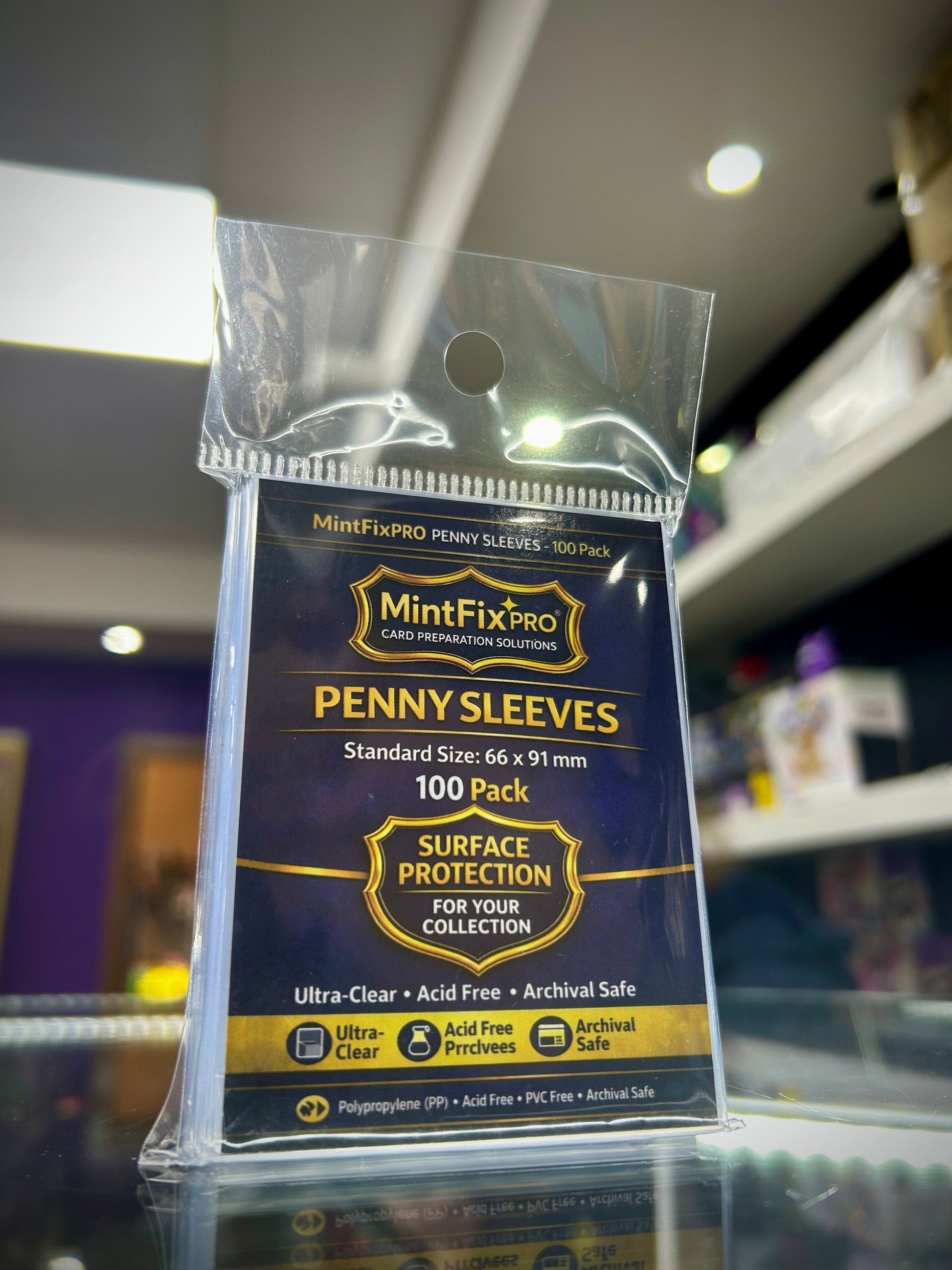 Trading card penny sleeves included in MintFix Pro card care starter bundle