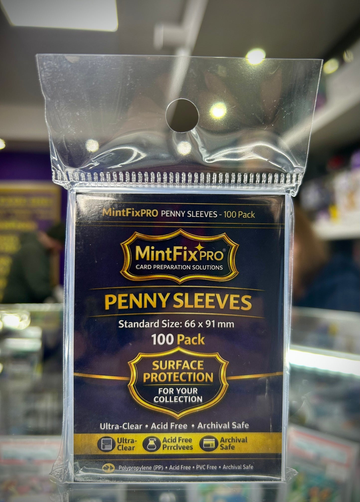 Standard size acid free trading card penny sleeves for TCG and collectible cards