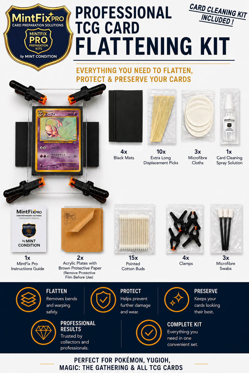 MintFix Pro® Card Flattening Kit – Restore Warped & Curved Trading Cards